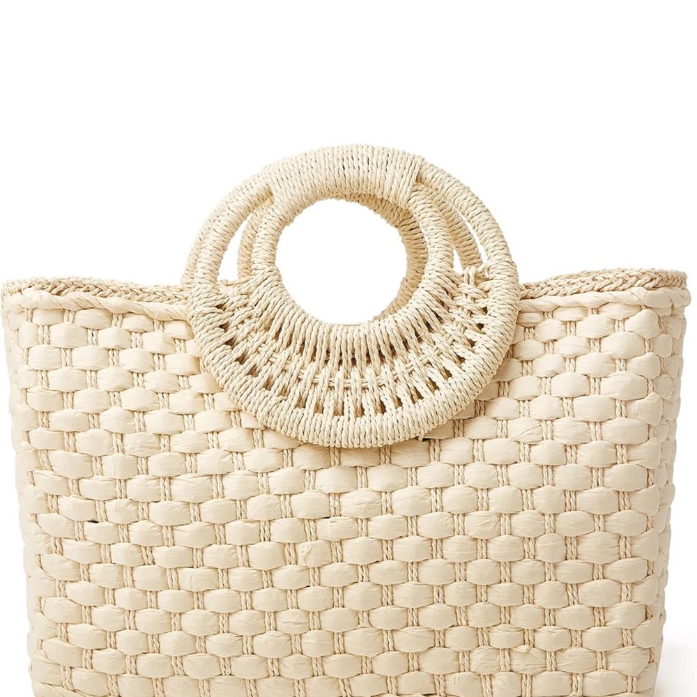 Elegant Cream Woven Tote Bag